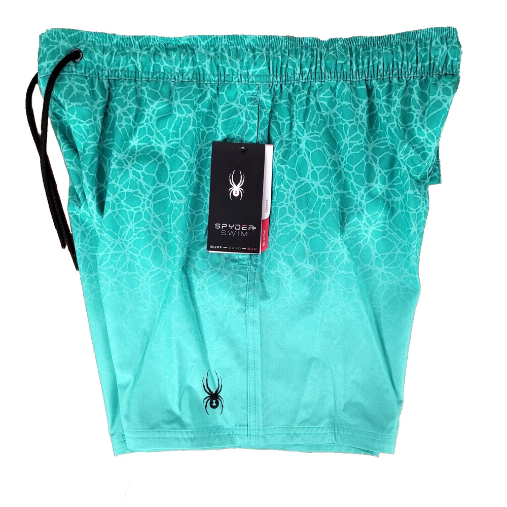 Spyder Swim Volley Ombre 17 inch Trunks, Aqua Green Swim Trunks for Men Size XL